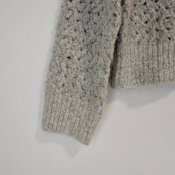 Mango Gray Wool Blend Polo Sweater Openwork Knit BRAND NEW NWT Size Medium - Picture 9 of 13